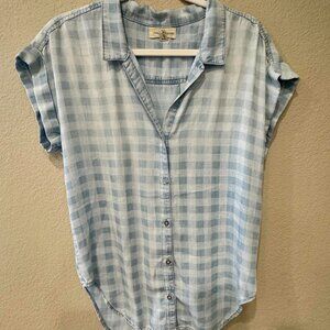 Anthropologie, Cloth & Stone, Plaid Check Ombre Button Down Shirt